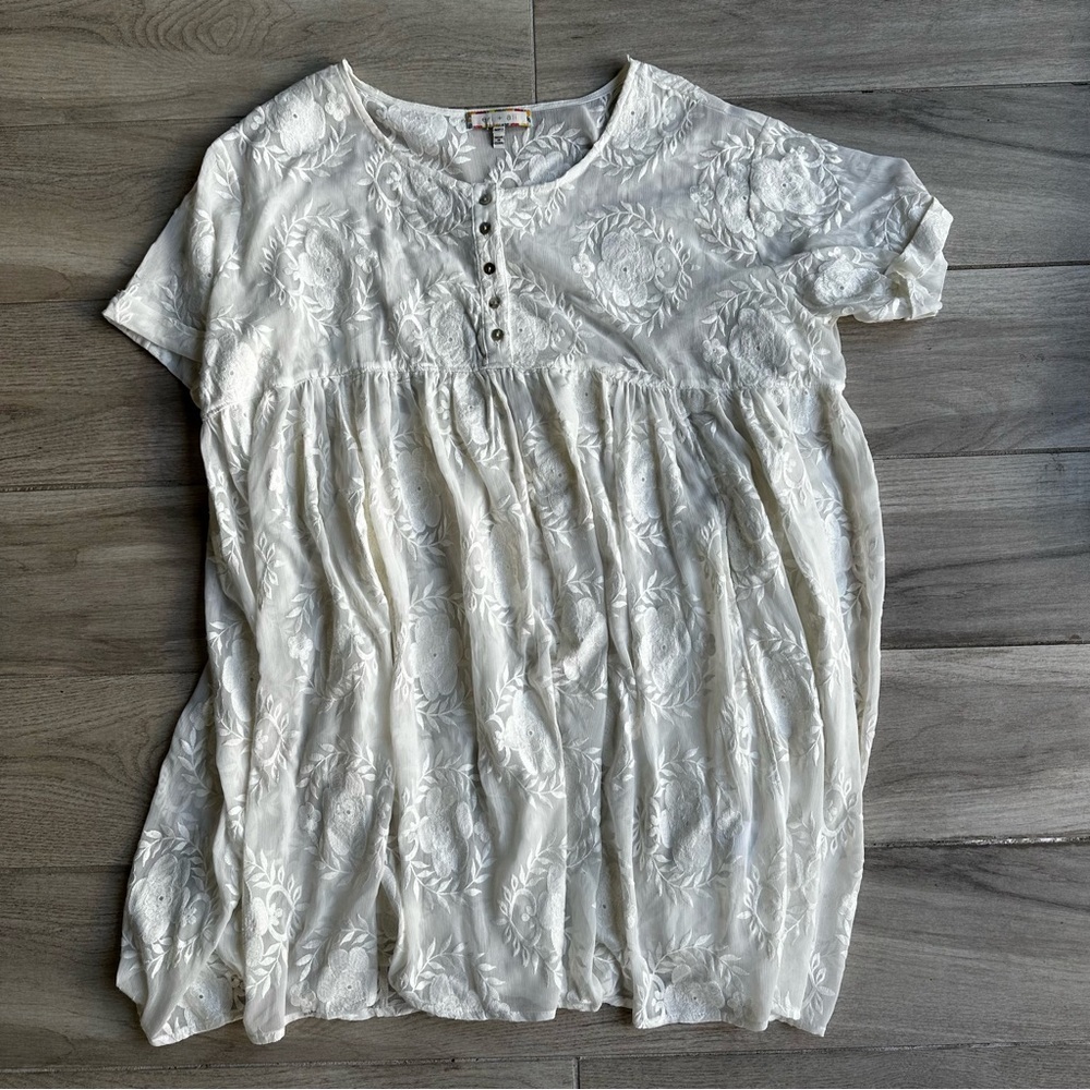 White Embroidered Women's Top